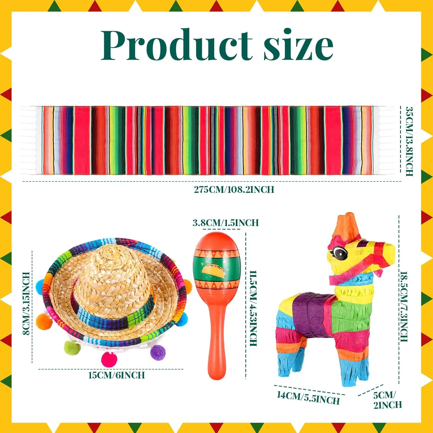 Fiesta Decorations Include 6 Donkey 12 Large Fiesta Maracas 2 Mexican Serape Table Runners 6 Mexican Sombrero Hats for Mexican Decorations Favors(Retro) grama compute decorate scoff alteration Libima 26 Pcs Mexican Decor 