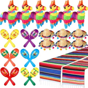 Fiesta Decorations Include 6 Donkey 12 Large Fiesta Maracas 2 Mexican Serape Table Runners 6 Mexican Sombrero Hats for Mexican Decorations Favors(Retro) grama compute decorate scoff alteration Libima 26 Pcs Mexican Decor 