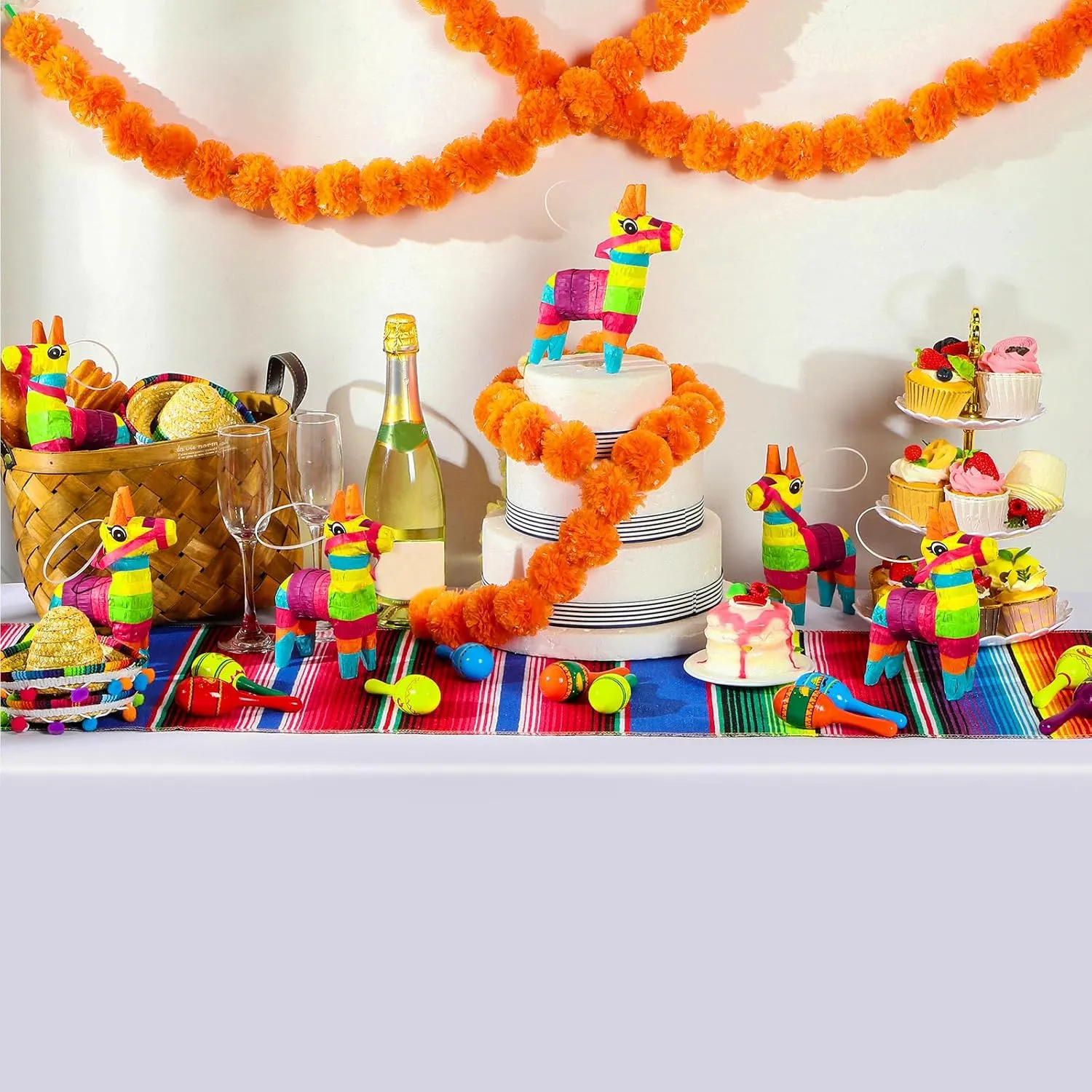 Fiesta Decorations Include 6 Donkey 12 Large Fiesta Maracas 2 Mexican Serape Table Runners 6 Mexican Sombrero Hats for Mexican Decorations Favors(Retro) grama compute decorate scoff alteration Libima 26 Pcs Mexican Decor 