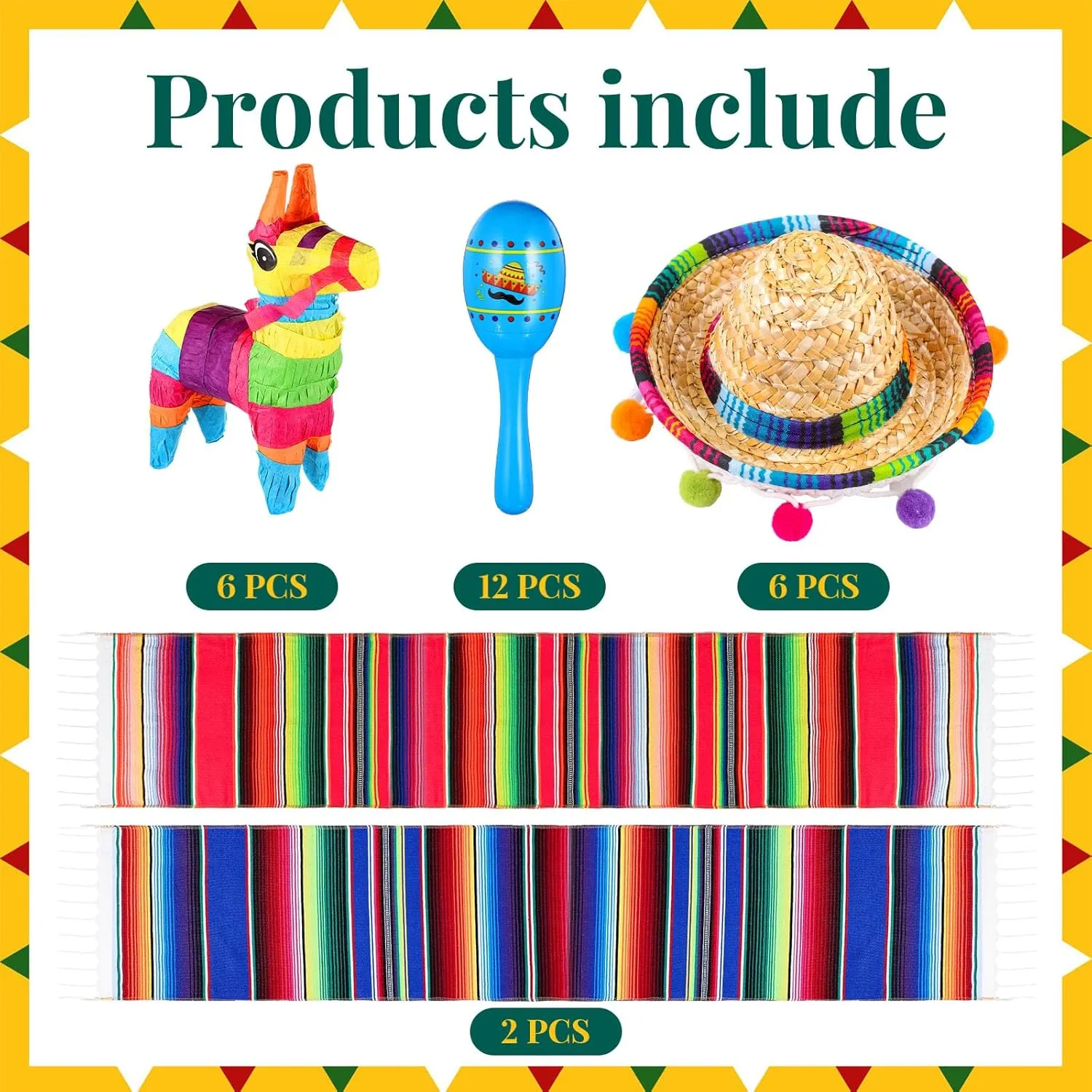 Fiesta Decorations Include 6 Donkey 12 Large Fiesta Maracas 2 Mexican Serape Table Runners 6 Mexican Sombrero Hats for Mexican Decorations Favors(Retro) grama compute decorate scoff alteration Libima 26 Pcs Mexican Decor 