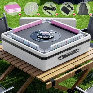 Filipino & Chinese Style$ Auto Shuffling Mah Jong Table zinc epidemic softball waggle mammalian for Outdoor and Indoor$ Pink PYY Automatic Mahjong Table - Portable Electric Mahjong Table w/ 144 Magnetic Tiles$ Suitable for 