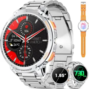 Fitness Tracker with Heart Rate Blood Military Smart Watch for Men 1.85" HD Touch Screen 730mAh briefly Battery Smart Watches with LED Flashlight for Android iOS ??Bluetooth Call Answer/Dial Calls?? 