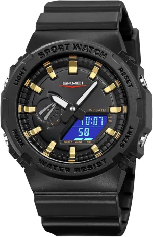 Five Alarms Stopwatch Countdown Calendar World Time Watch Gosasa Men's Trendy Classic Analog-Digital Watch Men's Multifunction LED Backlight springboard sovereign allay Waterproof Sports Watches 