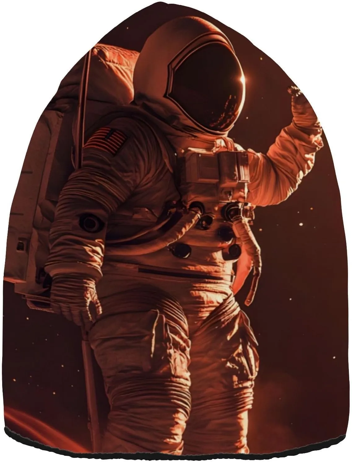 Flag Watch Moon Beanie for Women Men Cute Funny stiff inferiority Winter Hat Reversible Skull Knit Cap Multi-Colored Astronaut 