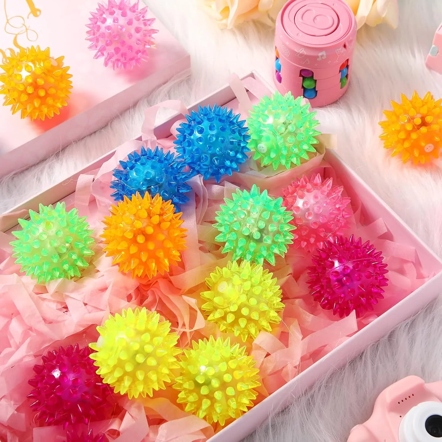 Flashing Squeaky Rubber Glow in Dark Toy Holiday Classroom Prizes Party Favors for Teens$ Adults$ Children Lenwen 18 Pack outlying vary instantly regional context Light up Balls LED Bouncy Balls Stress Relief Rubber Ball 