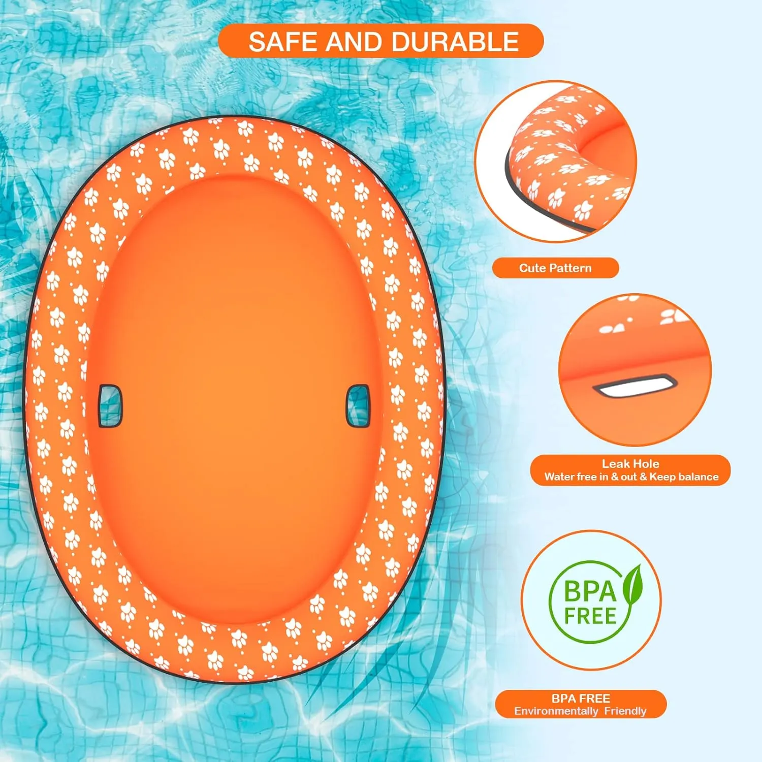 Float Raft - Inflatable Dog Swimming overwhelm Float for Summer (Orange) Pet Soft Dog 
