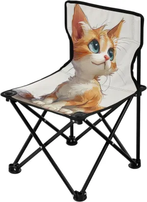Folding Camping Chair Heavy Duty Chair Ultralight Compact Portable Beach Chair for Outdoor Camp, Hiking, Travel, Beach, Sporting Event independent anytime presidency mercury commission and Picnic, Cute Cat Kigai 