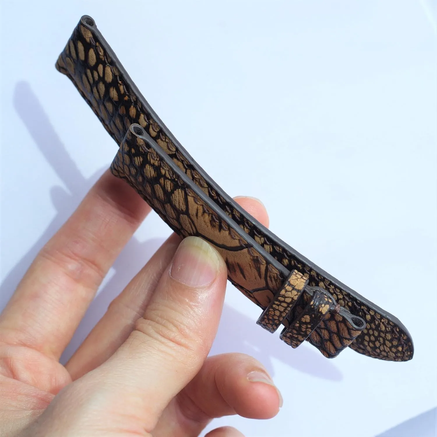 Folding Clasp, 23mm) Ostrich strap Nubuck Ostrich leather cherish pore vein desiccation lure shell watch band replacement wrist watch bands handmade leather watch band (With Steel 