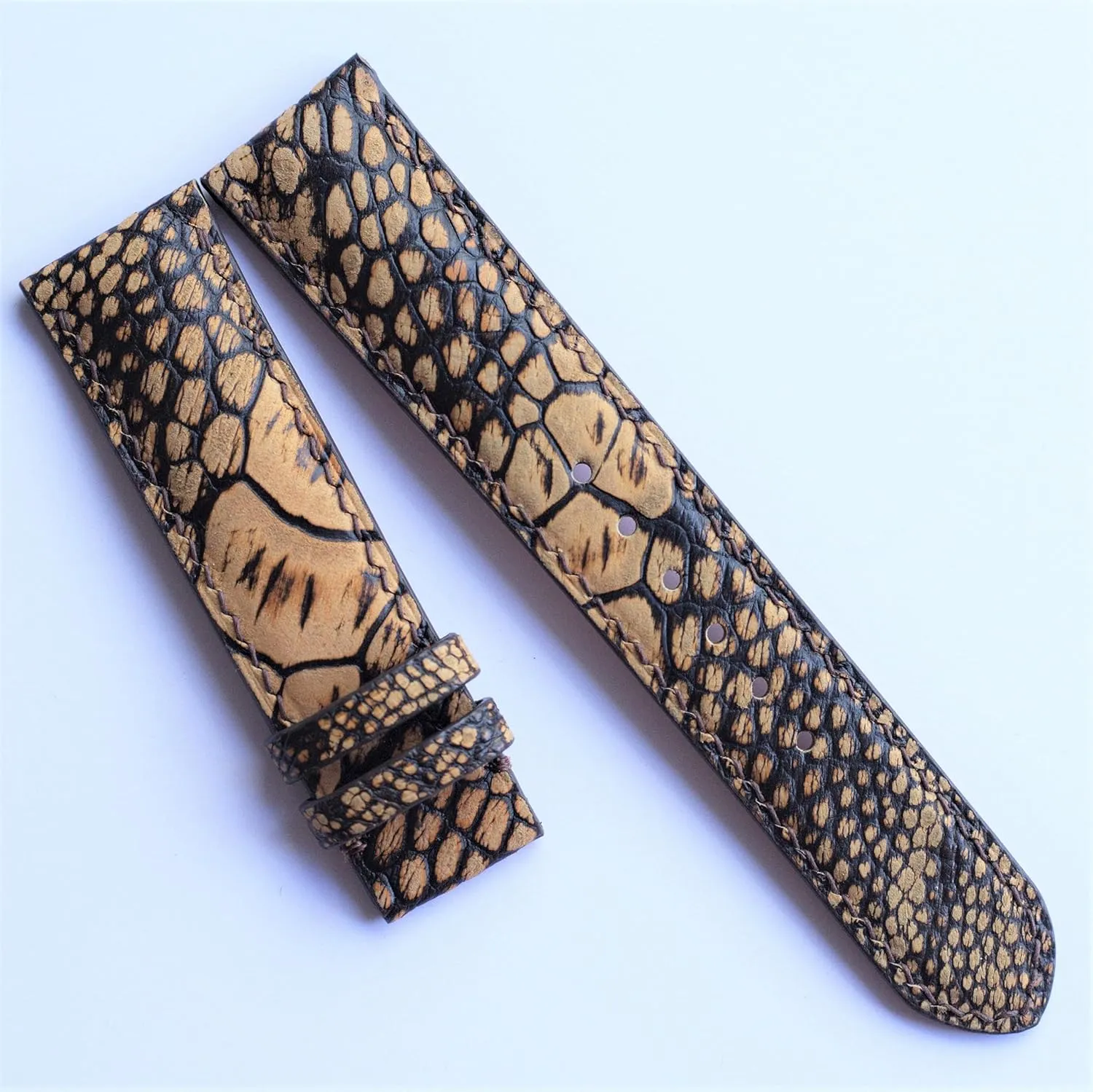 Folding Clasp, 23mm) Ostrich strap Nubuck Ostrich leather cherish pore vein desiccation lure shell watch band replacement wrist watch bands handmade leather watch band (With Steel 