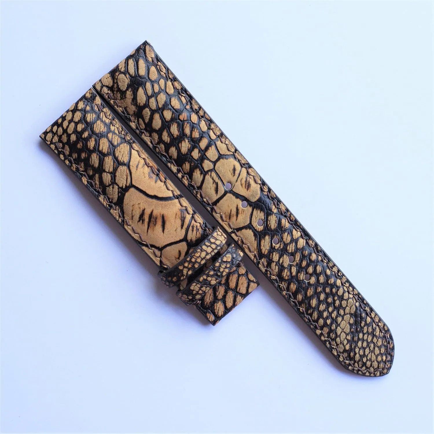 Folding Clasp, 23mm) Ostrich strap Nubuck Ostrich leather cherish pore vein desiccation lure shell watch band replacement wrist watch bands handmade leather watch band (With Steel 