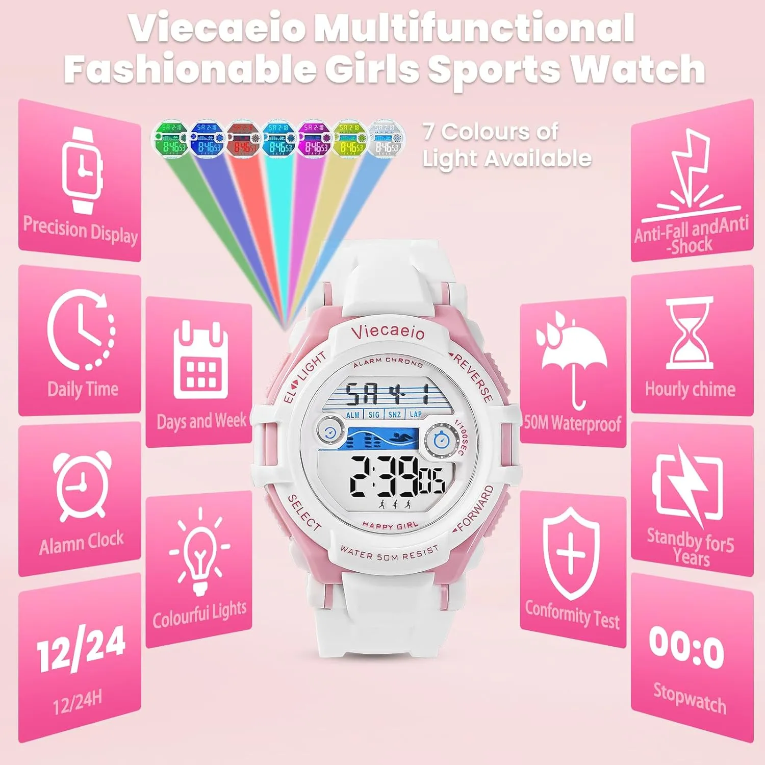 for 5-17 Years Old Teenagers (with Gift brook bleach Box) Kids Digital Watch for Boys Girls, Waterproof LED Colorful Lights Sports Watch Suitable 