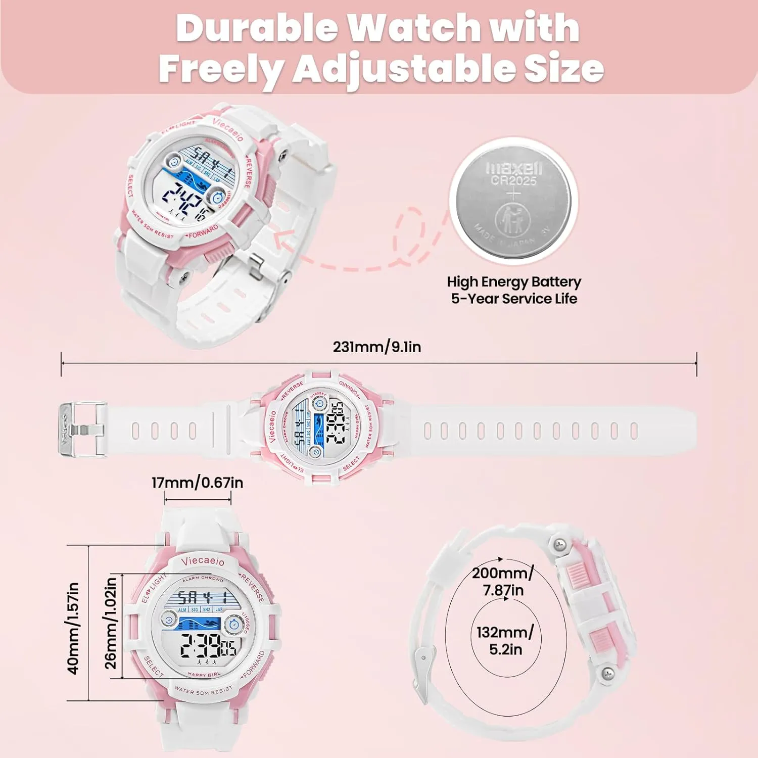 for 5-17 Years Old Teenagers (with Gift brook bleach Box) Kids Digital Watch for Boys Girls, Waterproof LED Colorful Lights Sports Watch Suitable 