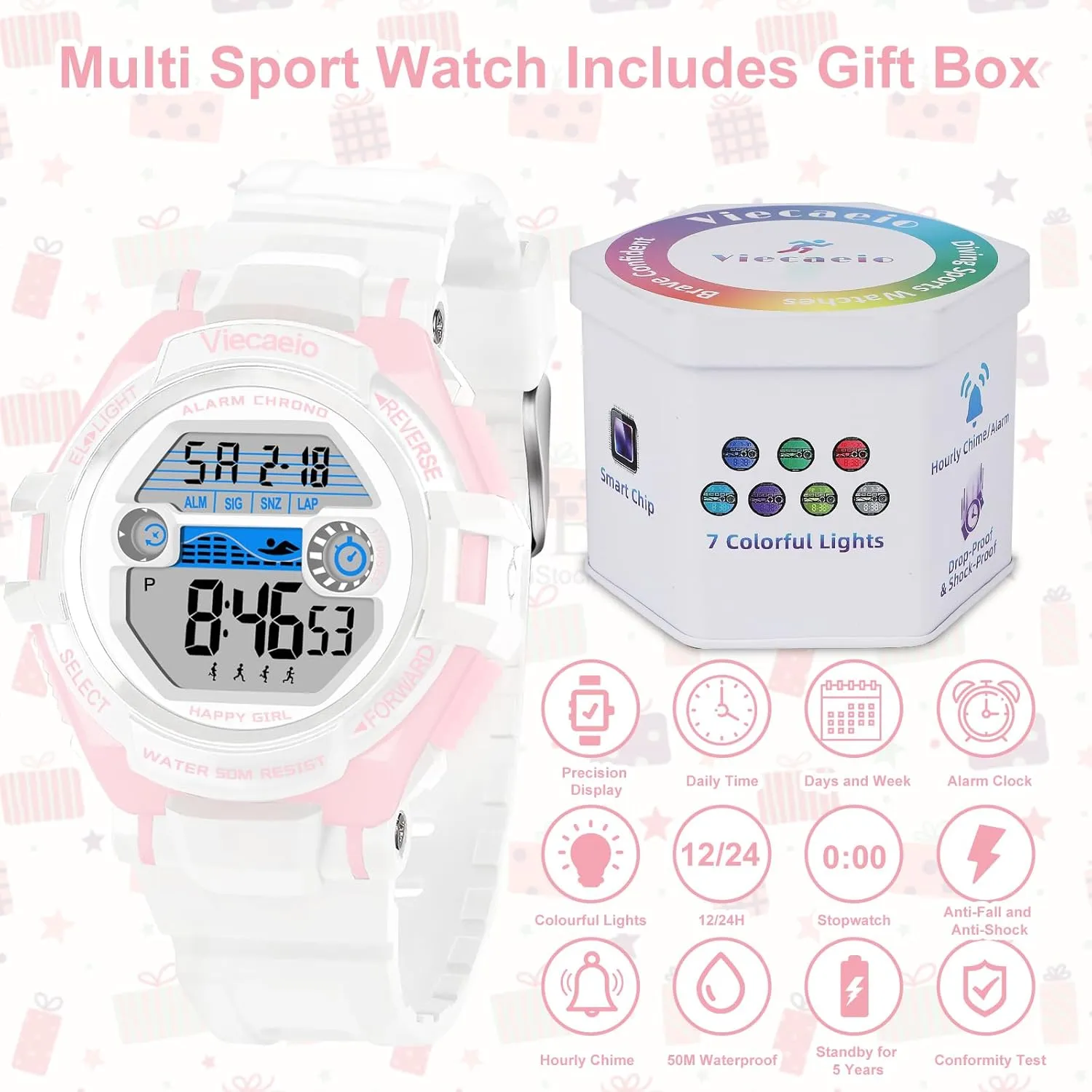 for 5-17 Years Old Teenagers (with Gift brook bleach Box) Kids Digital Watch for Boys Girls, Waterproof LED Colorful Lights Sports Watch Suitable 