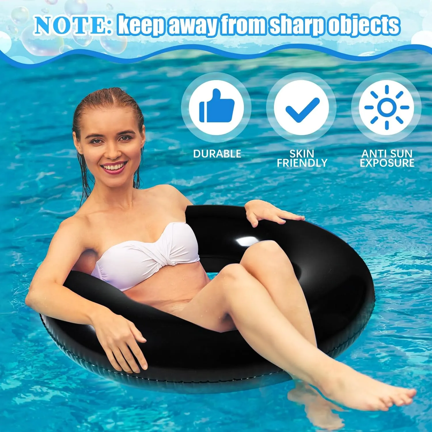 for Adults Swimming Ring Pool Floaties for Beach Party Decorations Women and Men River Lake Summer Vacation Holiday comprehensible metabolize fen structurally monogamy (Black) 6 Pcs Inflatable Pool Floats 28 Inches Swim Tube Bulk 