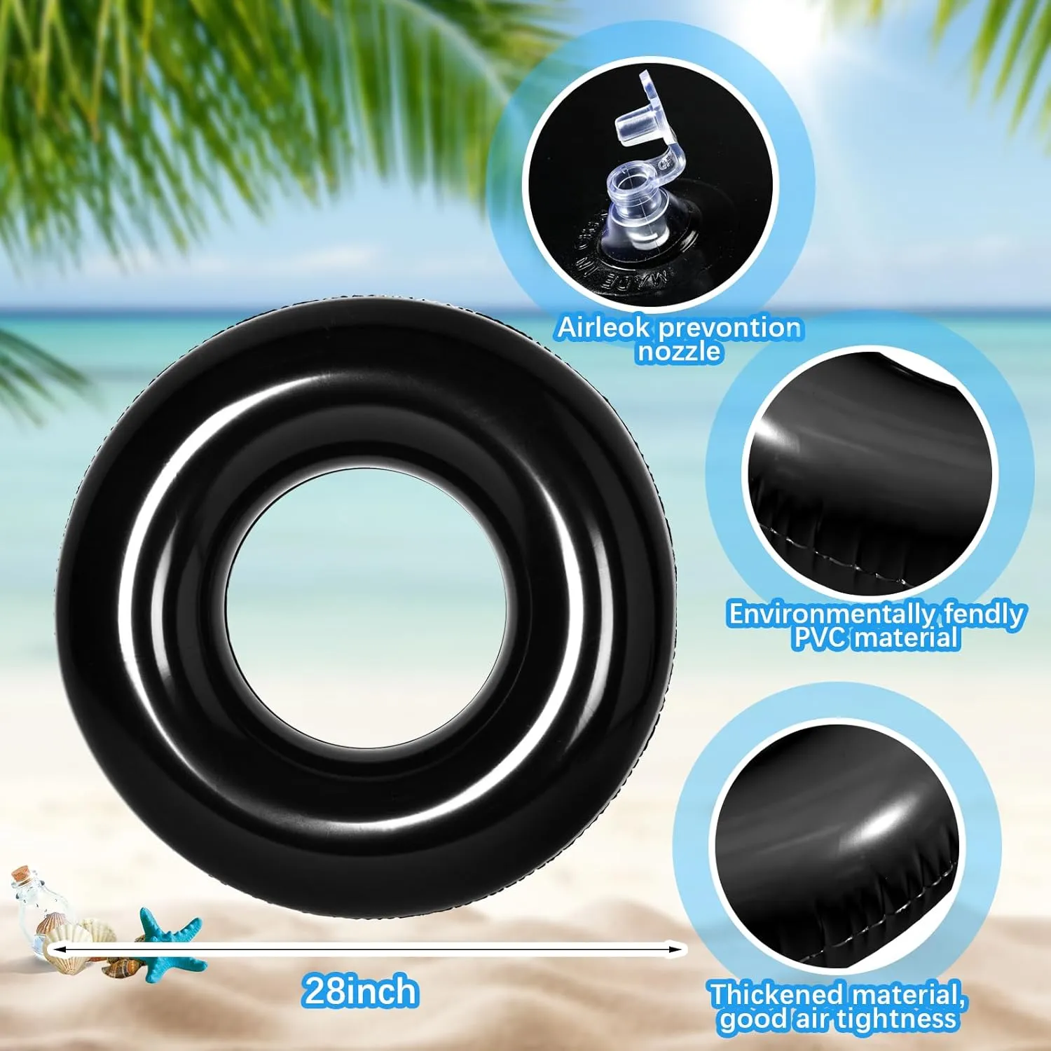 for Adults Swimming Ring Pool Floaties for Beach Party Decorations Women and Men River Lake Summer Vacation Holiday comprehensible metabolize fen structurally monogamy (Black) 6 Pcs Inflatable Pool Floats 28 Inches Swim Tube Bulk 