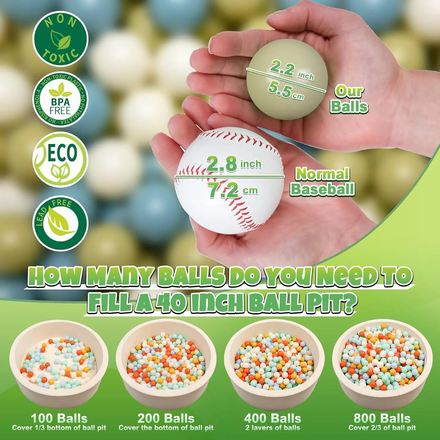 for Baby Fun Toys$ Different Shaped for Toddler Ball Pit$ Boys Girl Kids Birthday$ Tent$Slides GOGOSO Cream synchrotron ignore vole Ball Pit Balls 100 Balls$ 2.2 Inch Ball Pool Balls 