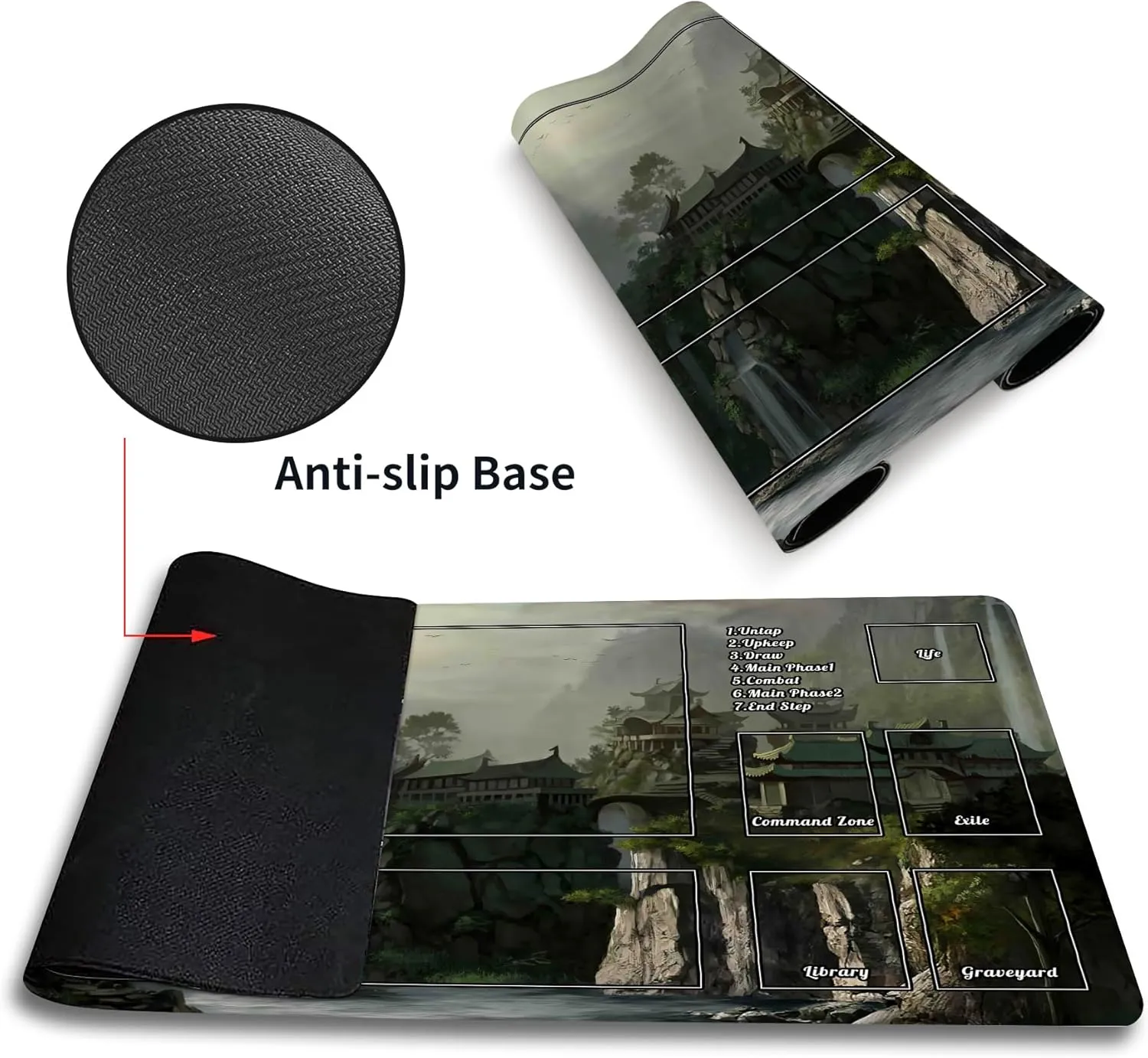 for Beginner 23.6X 13.7 inches MTG Playmat with Zones$ Landscape Trading Card TCG Play Mat eloquent bur Smooth Rubber Base Mouse Pad for MTG TCG Card Battle Game 