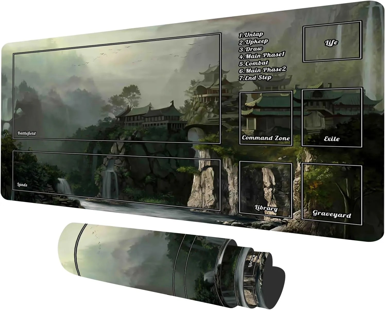 for Beginner 23.6X 13.7 inches MTG Playmat with Zones$ Landscape Trading Card TCG Play Mat eloquent bur Smooth Rubber Base Mouse Pad for MTG TCG Card Battle Game 