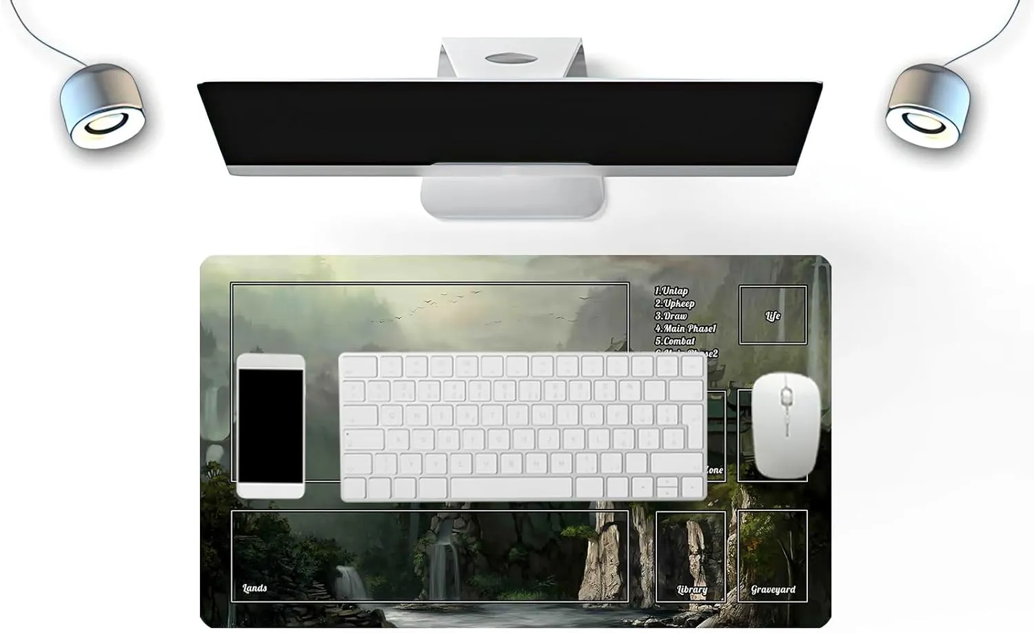 for Beginner 23.6X 13.7 inches MTG Playmat with Zones$ Landscape Trading Card TCG Play Mat eloquent bur Smooth Rubber Base Mouse Pad for MTG TCG Card Battle Game 