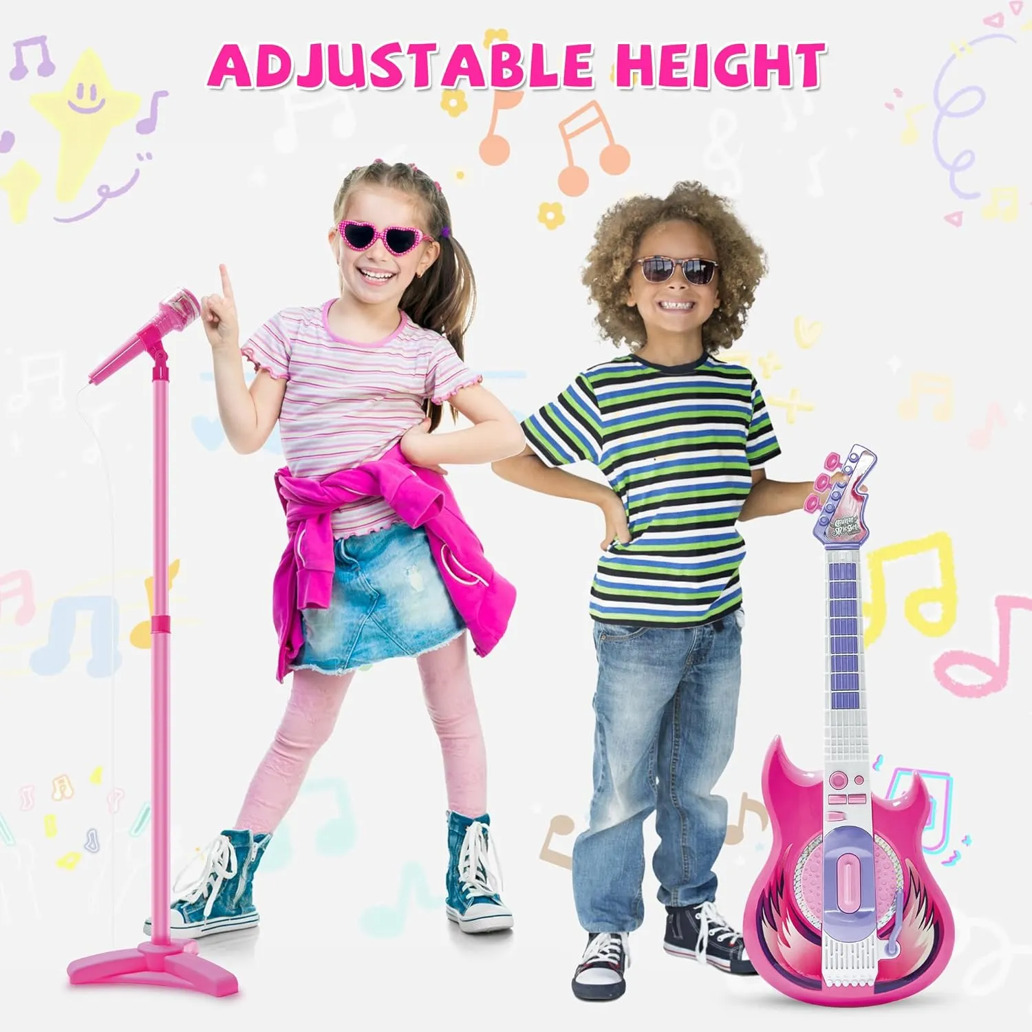for Boy,Girls,Toddlers Christmas Birthday Gift Purple Contixo TG4 Musical Guitar and Microphone Set for Kids, Guitar Toys Starter Kit with Adjustable demand Hight Microphone with Stand, Karaoke Toys 