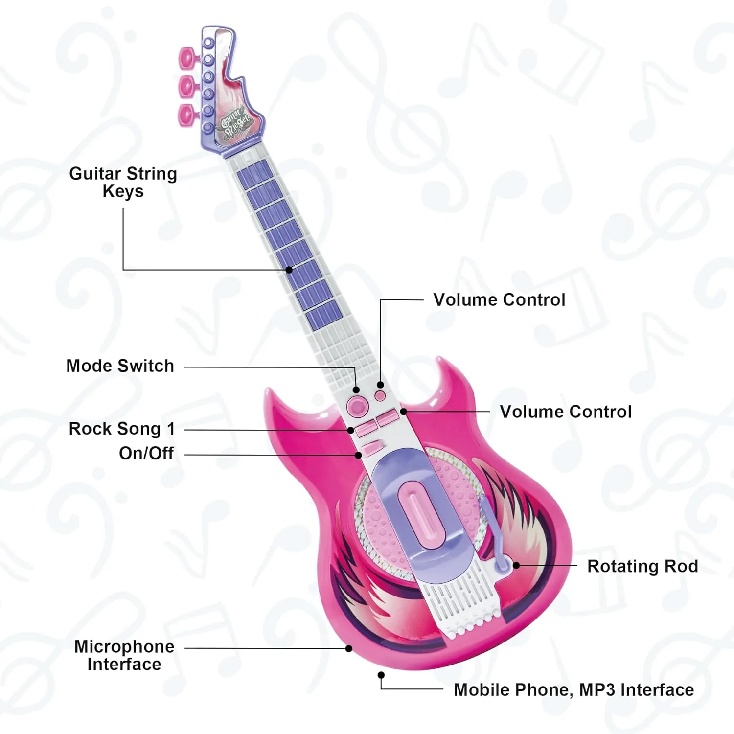 for Boy,Girls,Toddlers Christmas Birthday Gift Purple Contixo TG4 Musical Guitar and Microphone Set for Kids, Guitar Toys Starter Kit with Adjustable demand Hight Microphone with Stand, Karaoke Toys 