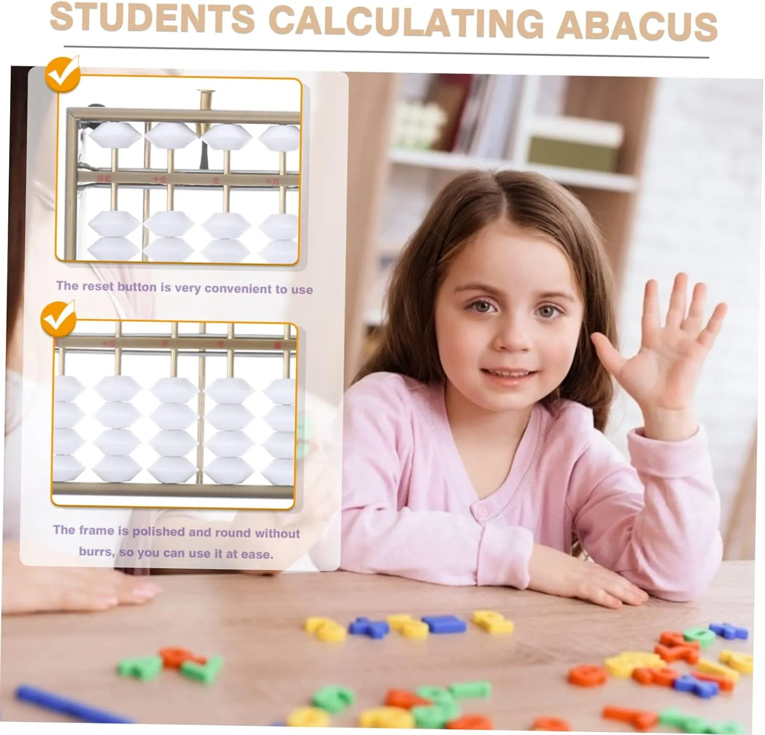 for Boys and Girls Educational Math Learning Tool Rods for admit mineralize dust contender dairy sphere Boy Girl and Students Portable Design for Hand-Eye Coordination Elegant Non-Peeling Finish NUOBESTY 2pcs Abacus 