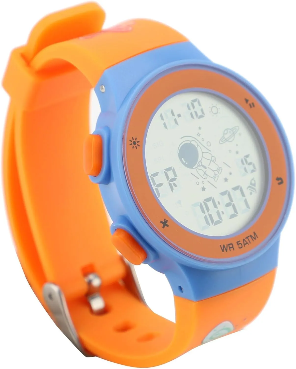 for Boys for Boys (Butterfly Orange) Childrens Sports Clock, tout balance Multifunctional Stretchometer Calendar Alarm TPU Correa Digital Clock 
