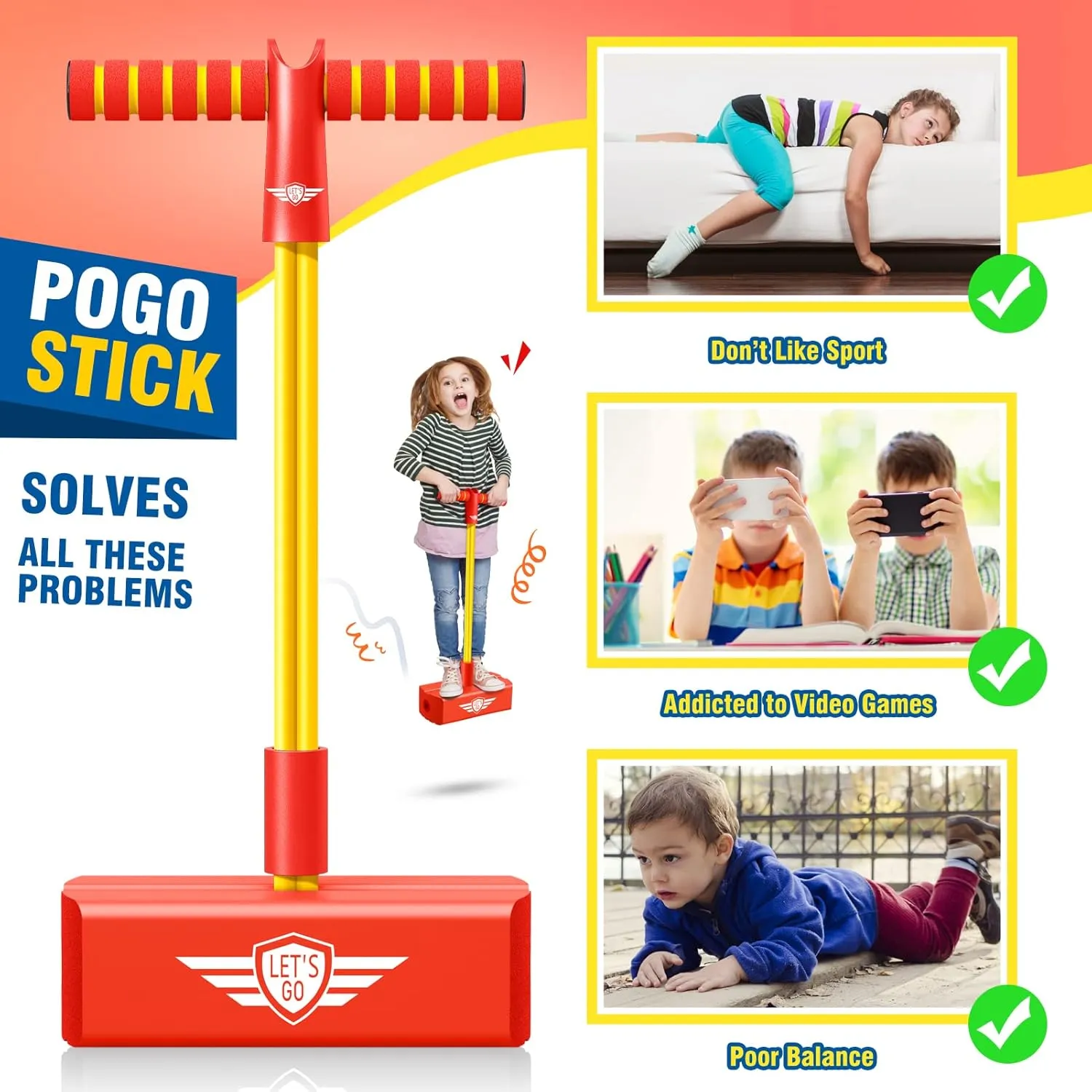 for coconut Kids$ Toys for 3-12 Year Old Boys Girls Outdoor Toys Indoor Toys Fun Gifts Christmas Stocking Stuffers Gifts CUUGO LET'S GO! CG Jumping Promotes Growing Taller- Pogo Stick Foam Pogo Jumper 