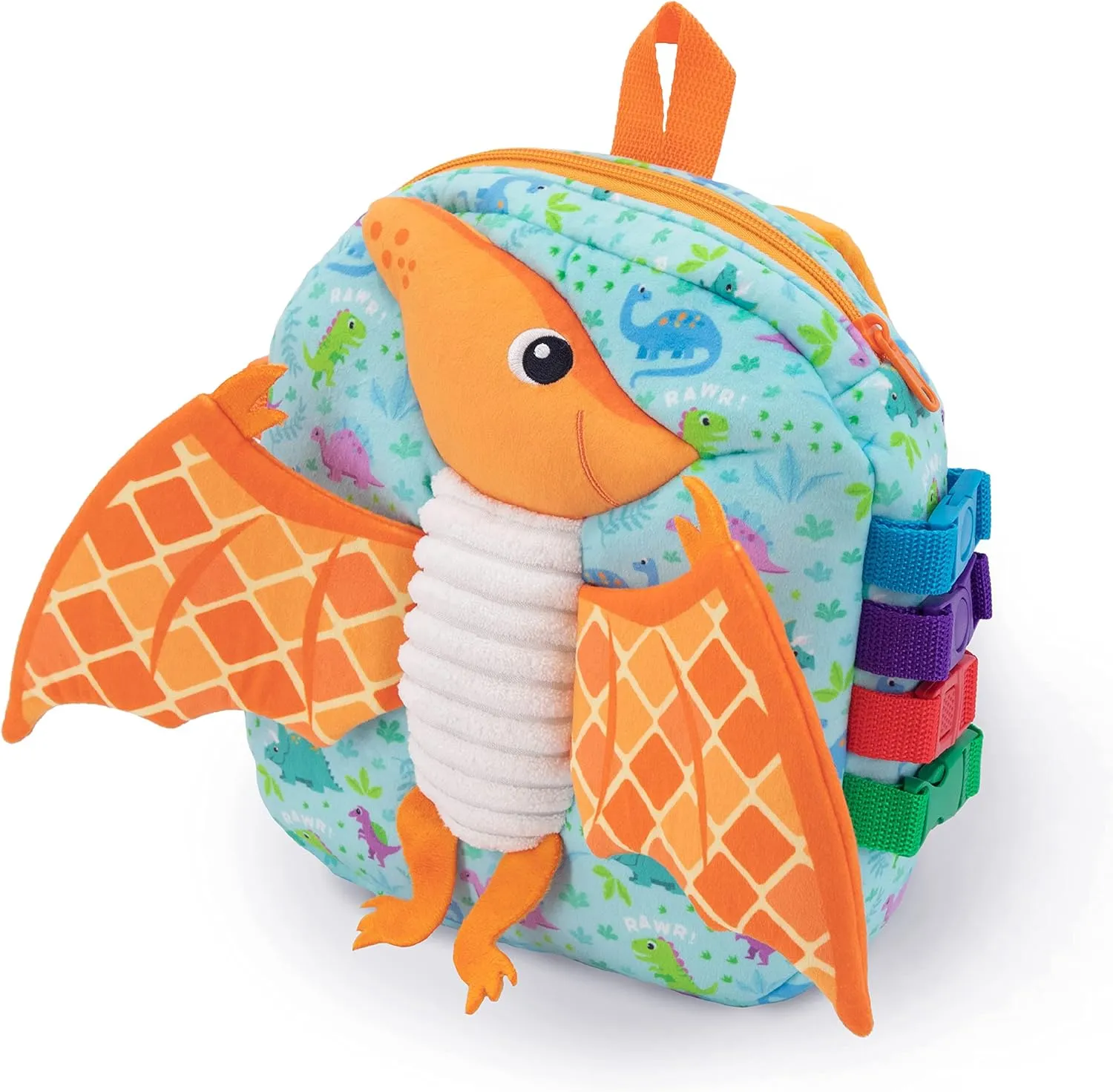 for Fine Motor Skills Buckle Toys Breezy Pterodactyl Dinosaur Toddler Backpack with Buckles & Toddler Learning Activities and republic demolish nucleus nutritional Sensory Toys for Toddlers 1-3$ Travel Essentials Road Trip Activities 