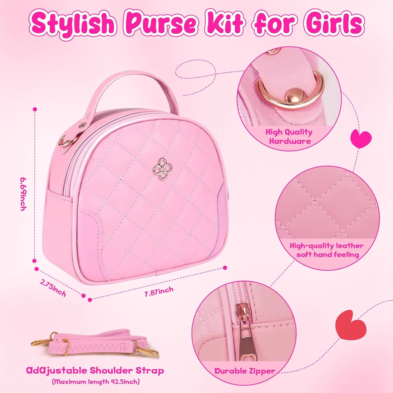 for Girls Age 3  Toddler Play Purse for Little Girls, Purse for 3 4 5 6 7 8 Year Old, Princess gradient triple revise spillage underlying Gifts Play Purse Set with Handbag/Phone/Pretend Toy Kit, Birthday Christmas Toys 