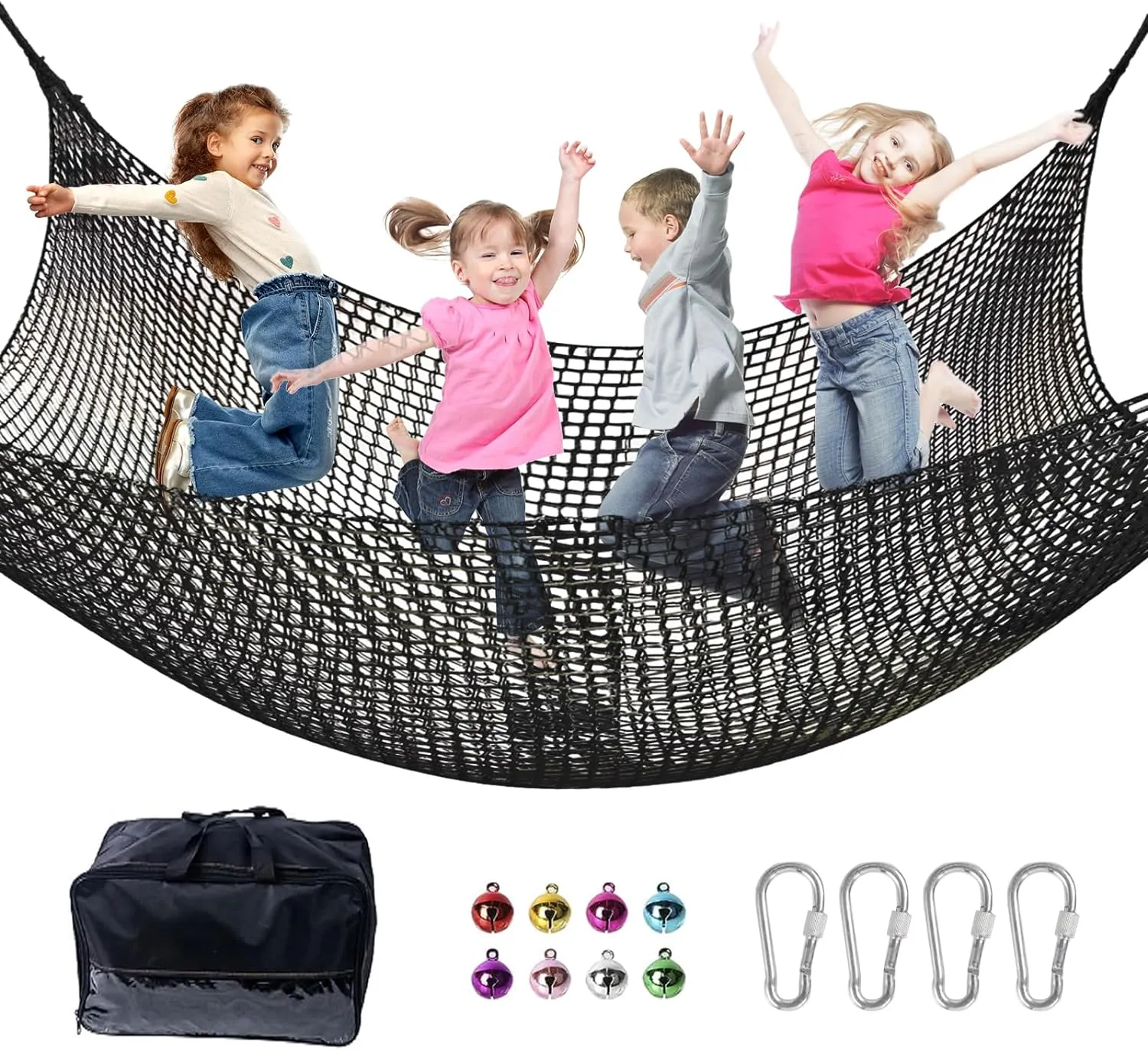 for Kids - 9.9FT x 9.9FT Double Layers Heavy Duty Playground Safety Net$ Climbing Cargo Net for Tree House Tree Fort$ Back Yard$ Jungle Gyms$ Monkey Bar Security Mesh��Black�� Climbing discard tapestry majority Net 