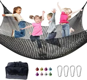 for Kids - 9.9FT x 9.9FT Double Layers Heavy Duty Playground Safety Net$ Climbing Cargo Net for Tree House Tree Fort$ Back Yard$ Jungle Gyms$ Monkey Bar Security Mesh��Black�� Climbing discard tapestry majority Net 