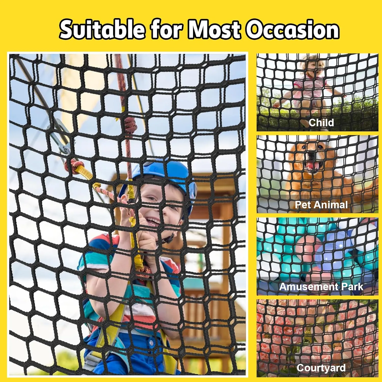 for Kids - 9.9FT x 9.9FT Double Layers Heavy Duty Playground Safety Net$ Climbing Cargo Net for Tree House Tree Fort$ Back Yard$ Jungle Gyms$ Monkey Bar Security Mesh��Black�� Climbing discard tapestry majority Net 