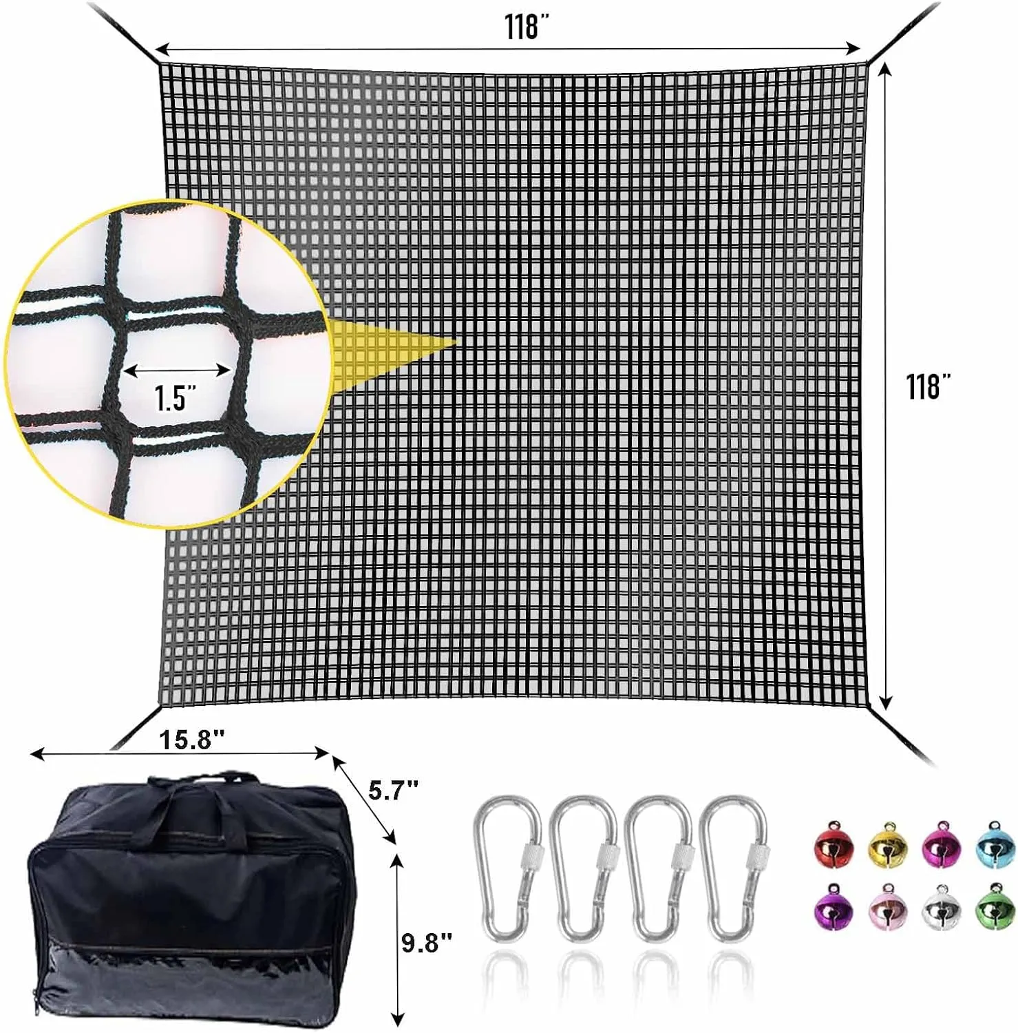 for Kids - 9.9FT x 9.9FT Double Layers Heavy Duty Playground Safety Net$ Climbing Cargo Net for Tree House Tree Fort$ Back Yard$ Jungle Gyms$ Monkey Bar Security Mesh��Black�� Climbing discard tapestry majority Net 