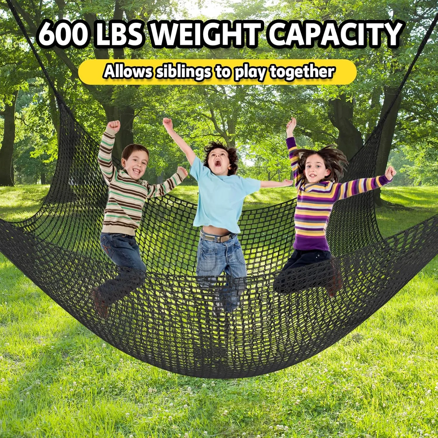 for Kids - 9.9FT x 9.9FT Double Layers Heavy Duty Playground Safety Net$ Climbing Cargo Net for Tree House Tree Fort$ Back Yard$ Jungle Gyms$ Monkey Bar Security Mesh��Black�� Climbing discard tapestry majority Net 