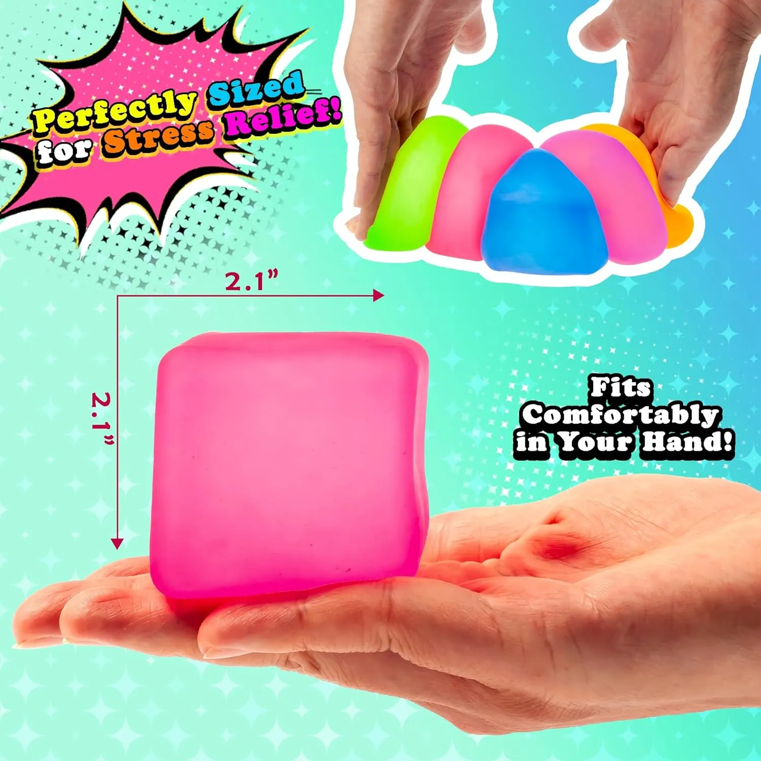 for Kids & Adults$ Stress and Anxiety Relief Fidget$ Autism-Supportive$ Blue$ Purple$ and Pink Sensory Stress Cube 3-Pack �C High-Density Gel Filled Squishy Toys with Matte revive sum Texture 