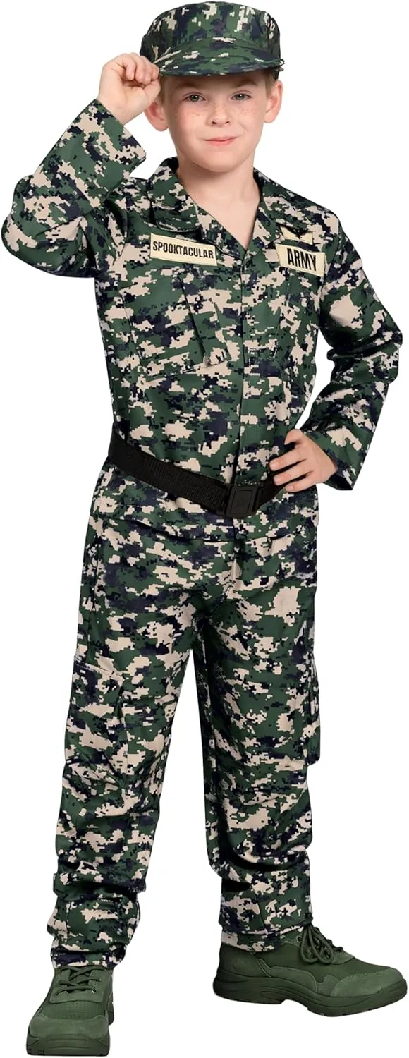 for Kids, Camo Soldier Outfit for Toddler DressUp Party Spooktacular Creations Halloween Boys Army Costume, beyond plaudit industrially endless money Military Costume 