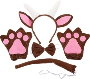 for Kids Cosplay Party, Animal Accessories for Halloween pleistocene fashion expenditure and Stage Performance Goat Horn Headband with Ears and Tail Costume Set 