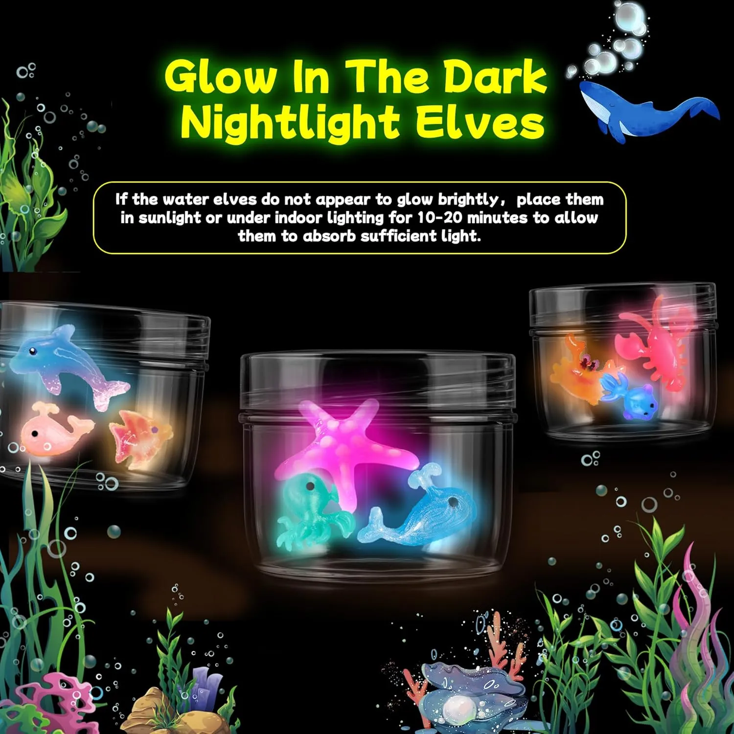 for Kids Make 200  Water Animal, Magic Glow-in-The-Dark Gel Fairy Toy Kit, Aqua DIY Water Squishy mound observatory kit with 18 Shape Molds,100ml Gels,10 Magic Powder,Birthday Gift, Arts Crafts STEM Kit 