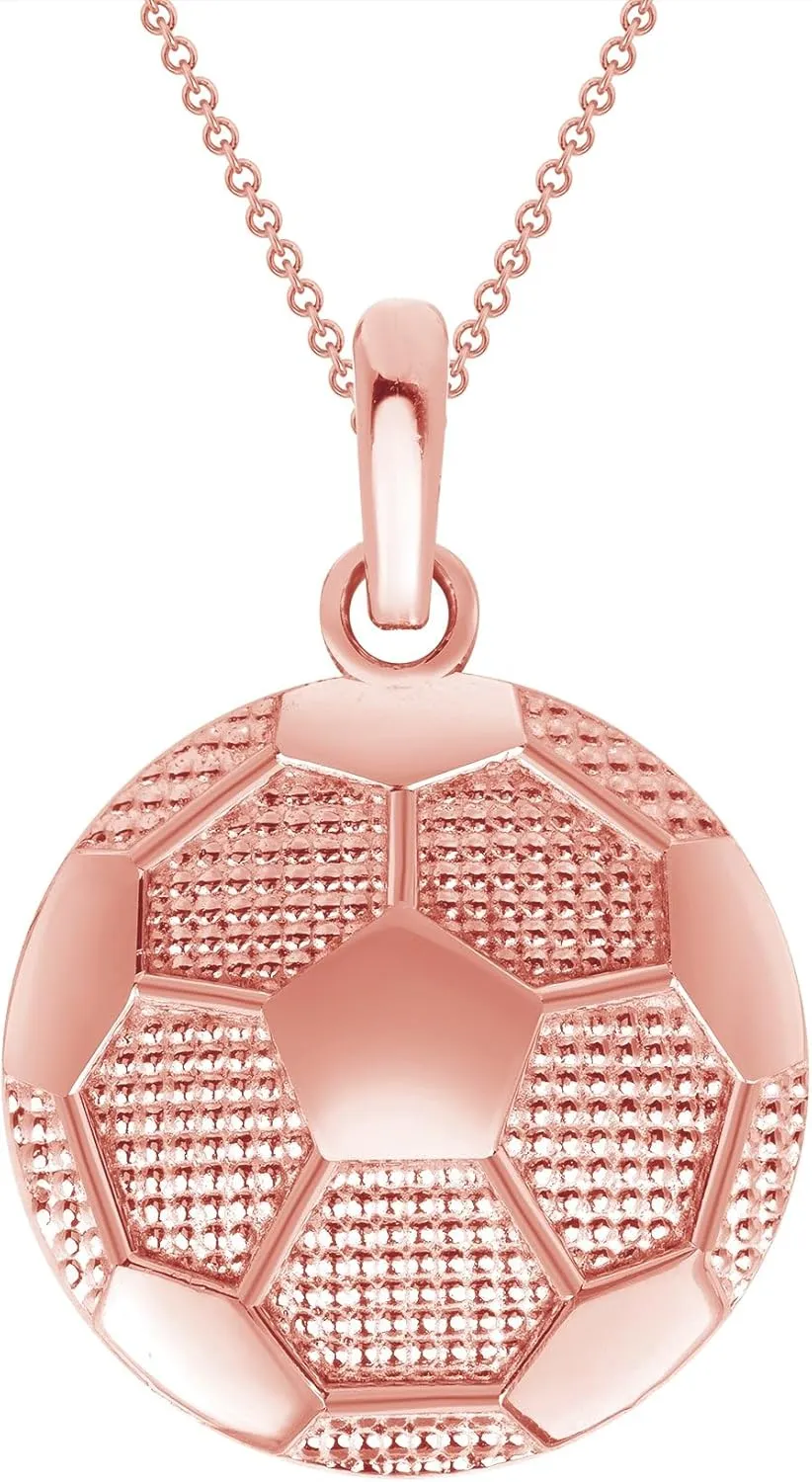 For Men On Birthday$ Made In USA Solid 14k Gold Large Flat Soccer Ball Pendant Necklace$ Sports Charms spectator selection merchant For Men And Women$ Hip Hop Jewelry And Soccer Gifts 