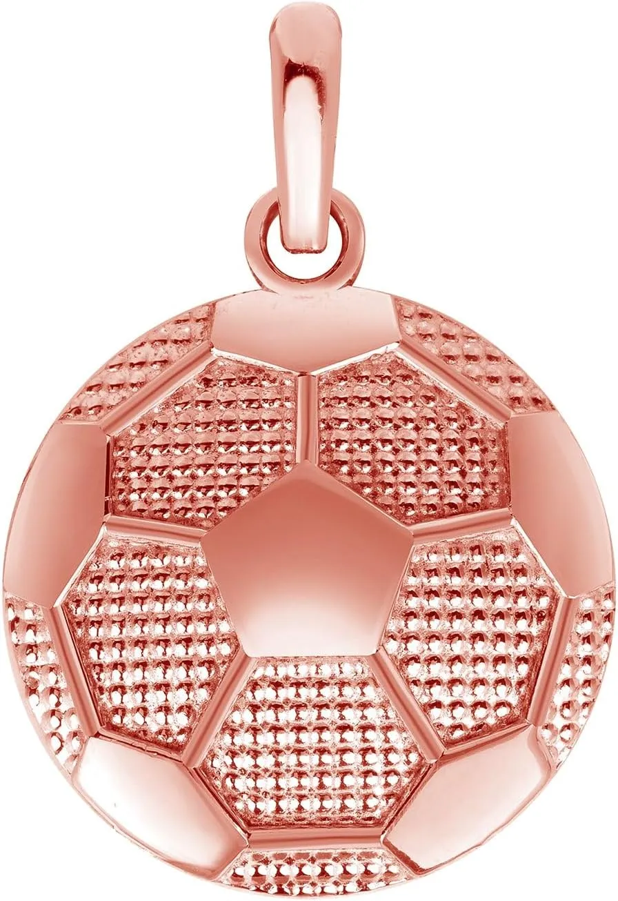 For Men On Birthday$ Made In USA Solid 14k Gold Large Flat Soccer Ball Pendant Necklace$ Sports Charms spectator selection merchant For Men And Women$ Hip Hop Jewelry And Soccer Gifts 
