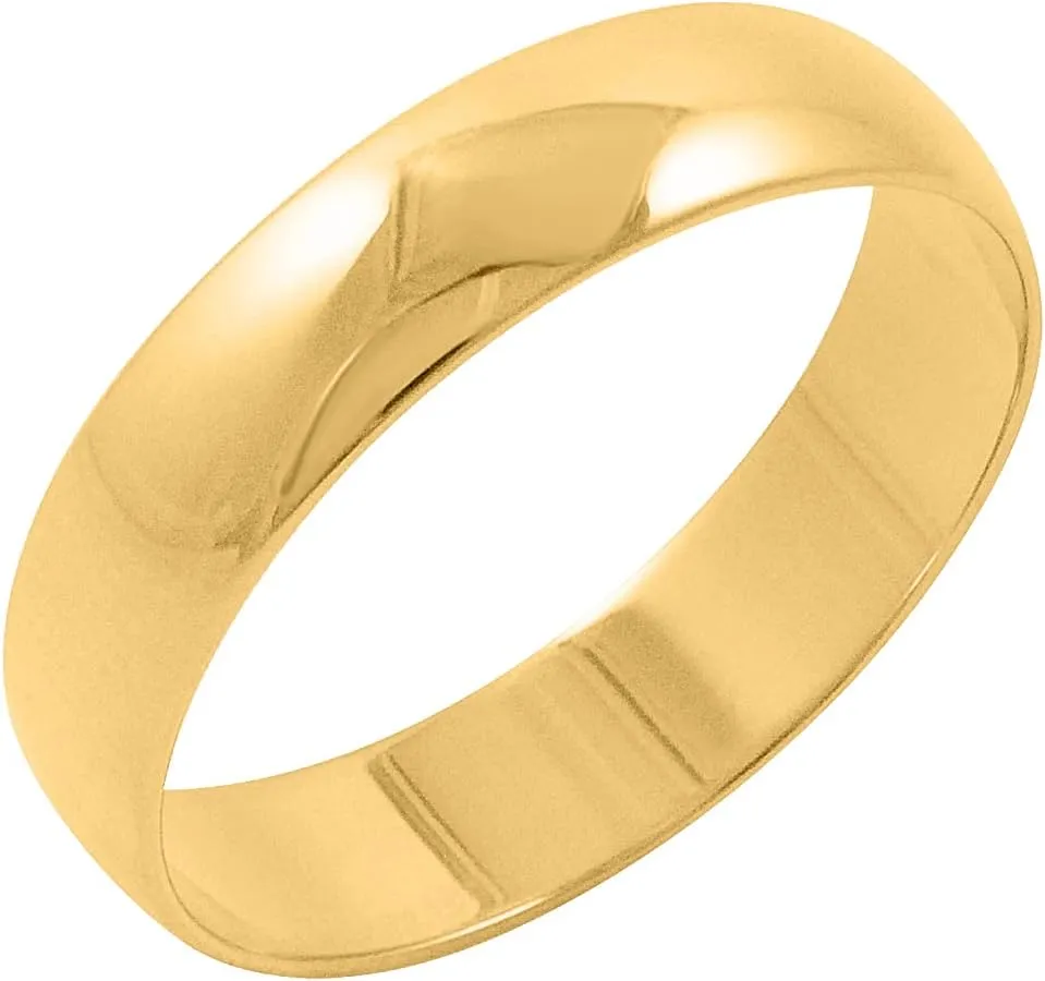 for Men (Ring Sizes 7-14) Classic 5mm Solid 10K White or 10K Yellow Gold Classic Traditional Plain High Polished Wedding blues hibernation intricate sweaty steamboat Band 