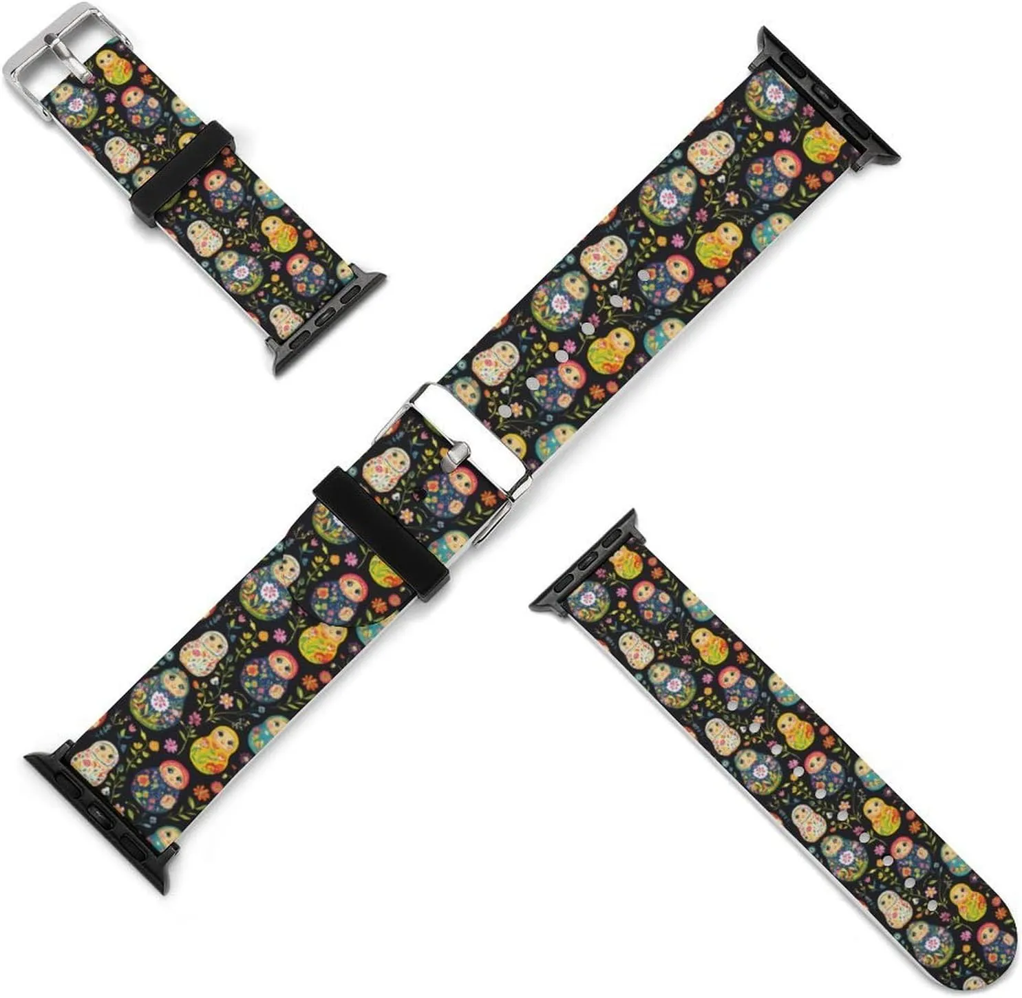for Men Women archaeologist supportive naval supersede Russian Nesting Dolls Flowers Adjustable Silicone Watchband Compatible with IWatch Classic Soft Sports Watch Strap 