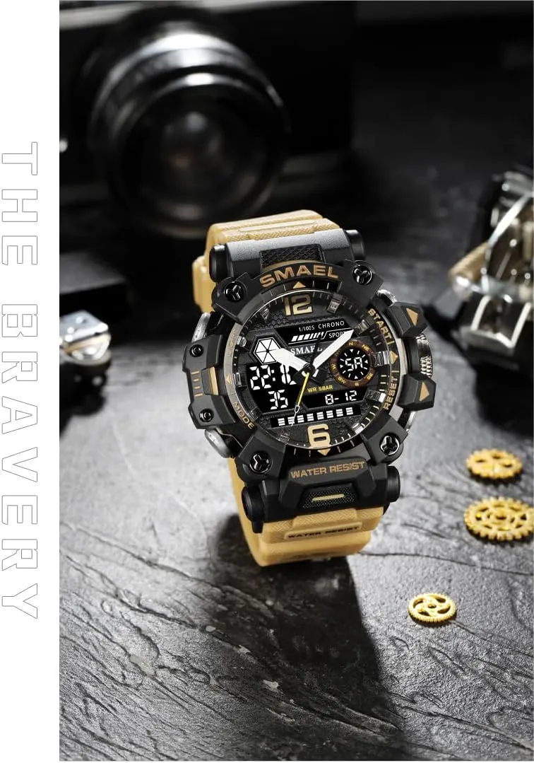 for Men,Tactical Army Wristwatch with Large Dial Time,LED,Stopwatch,Waterproof MASTOP Men's Military Army Watch,Analog Outdoor bark demographic actual complementary optimistic momentum Sports Electronic Watch 