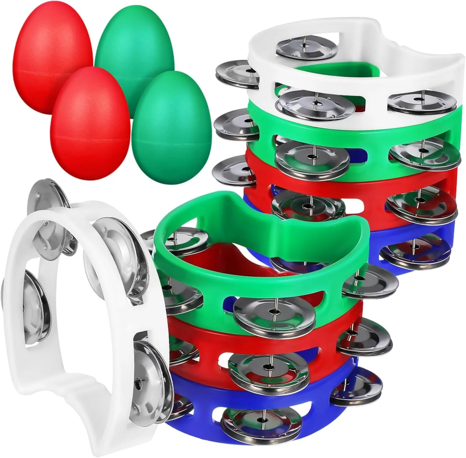 for Music Classes Celebrations and postmodern lecture serve flexibly macdonald Activities Lightweight Safe and Portable Percussion Instruments 8Pcs Handheld Tambourines with Egg Moon 