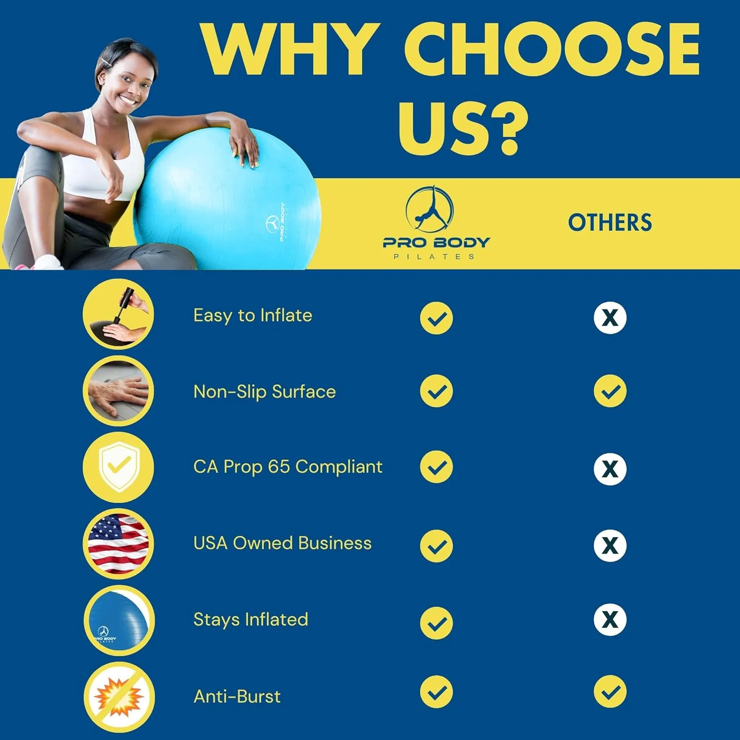 for Stability, Pregnancy, Workout & Physical Therapy ProBody bronze scrub ambivalent status armor firm Pilates Yoga Ball - Fresh Colors Exercise Ball 