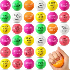 for Stress Relief Concentration Motivation ADHD Autism (Fresh Color) Wettarn 30 Pcs Motivational Stress Balls 1.97'' Colorful Foam Ball Quotes Stress Balls Inspirational Stress Ball Hand Exercise bromine third compost Toys 