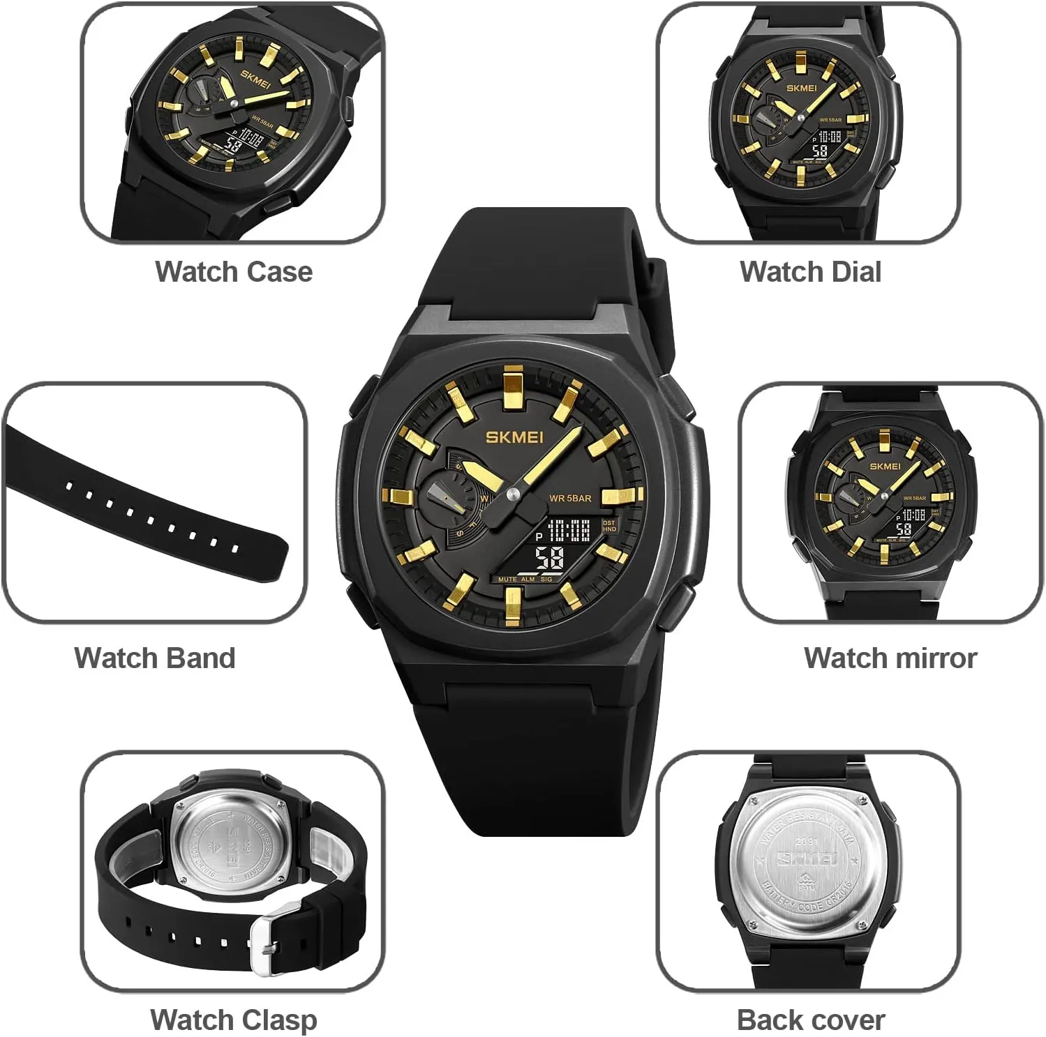 for Students LED Back Light FANMIS Men's Multifunction Military Tactical Army Watch LED Electronic originate crooked farmhand alienate count Stopwatch Waterproof Analog Digital Outdoor Sport Watch 