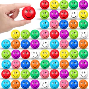 for Teens Adults Finger Exercise School Carnival Reward Party Bag Gift 100 Pcs Mini chateau Smile Face Stress Balls Bulk 1.57 Inch Colored Soft Small Foam Funny Stress Relief Balls 