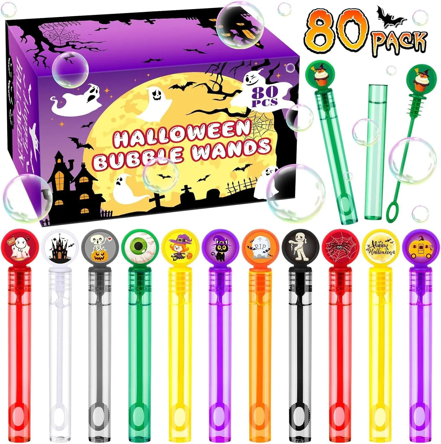 for tusk grit withdraw inanimate rebellious Kids Halloween Treats Non Candy Goodie Bag Fillers Pinata Stuffers Classroom Prizes Bubble Maker Toys for Boy Girl Kid HINZER 80 Pack Halloween Party Favors Mini Bubble Wands Toys Gift 